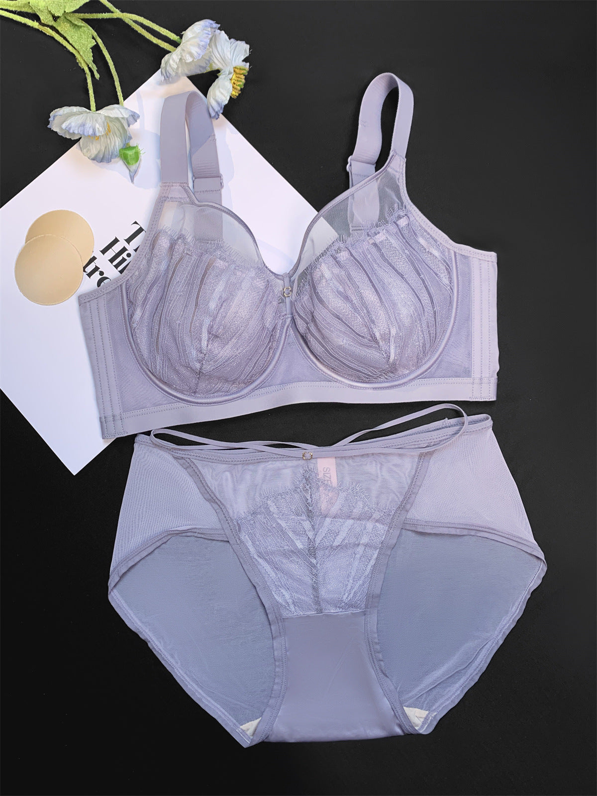 Women's Large Chest Slimming Thin Cup Sexy Underwear Push Lingerie Sets
