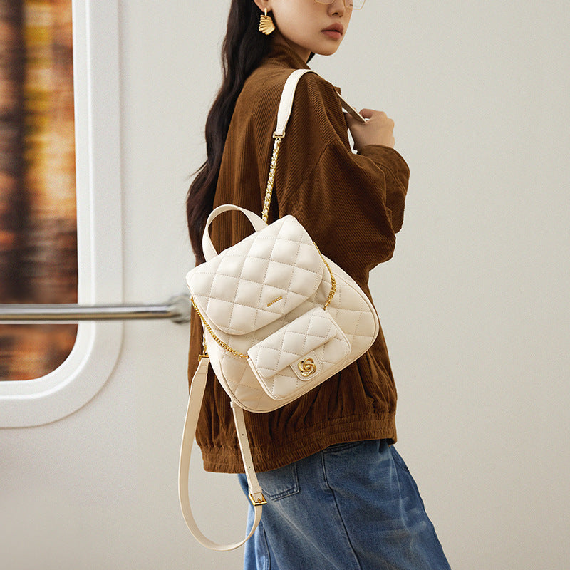Gemini Mother Camellia Classic Style Rhombus Backpacks