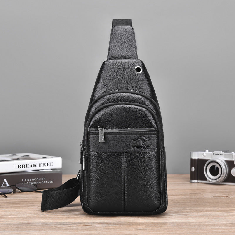 Men's Comfortable Large Capacity Soft Leather Men's Chest Bags
