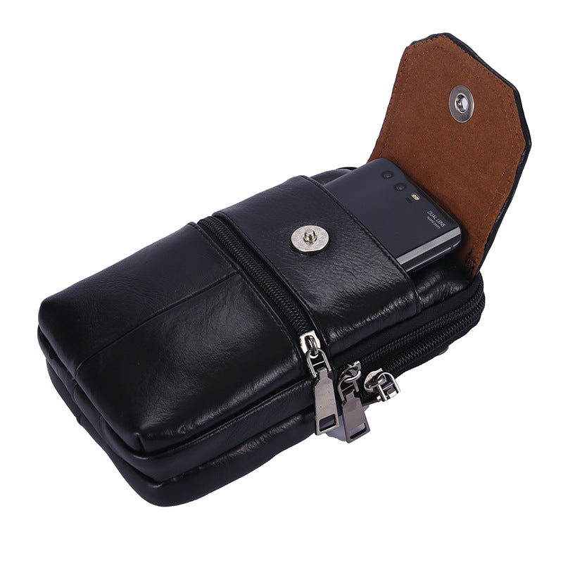 Men's Cowhide Multifunctional Mobile Portable Fashion Leather Men's Waist Packs