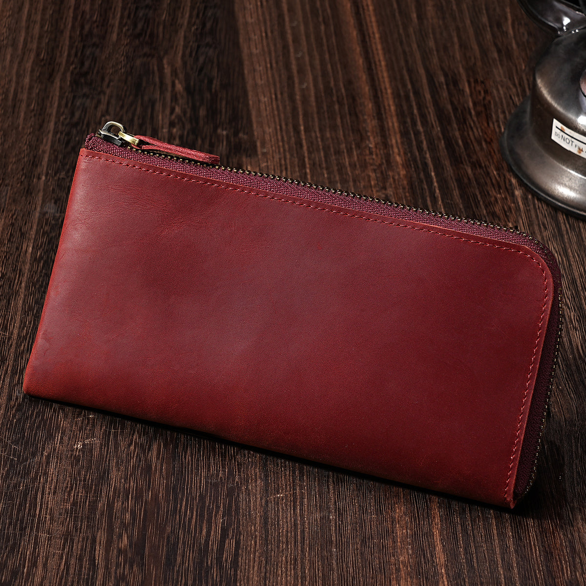 Men's Crazy Horse Leather Long For Zipper Ladies Wallet