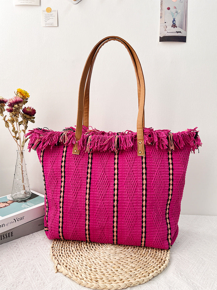 Women's Beach Big Fashion Simple Tassel Mummy Shoulder Bags
