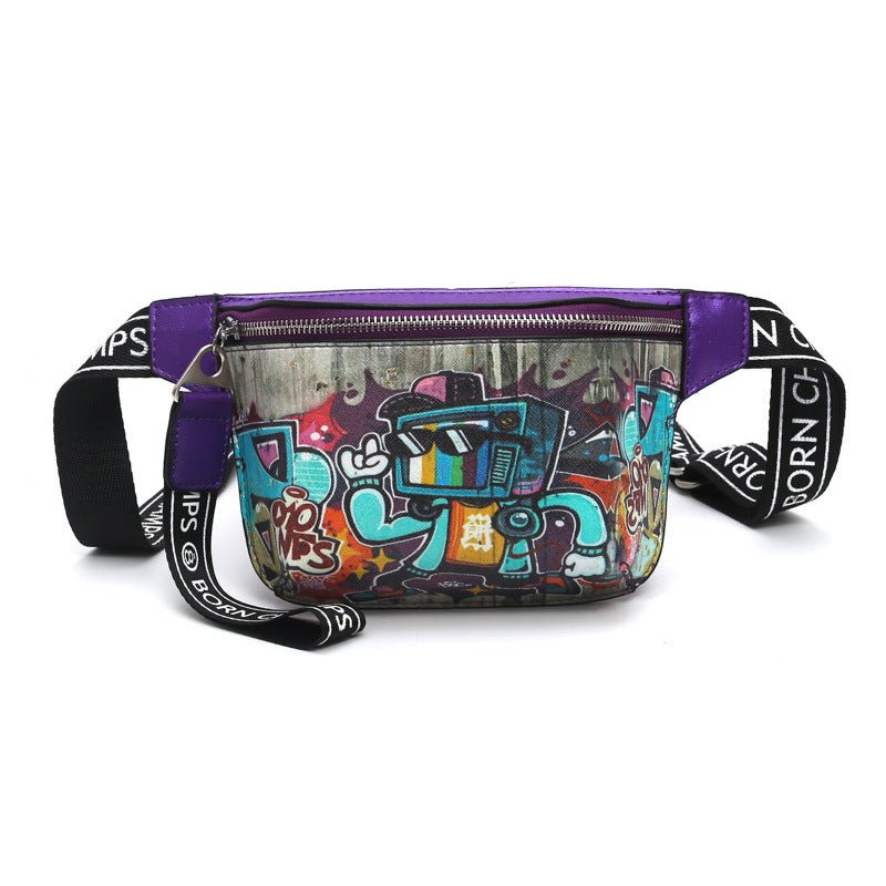 Women's Iti Printed Little Bear Pattern Contrast Crossbody Bags