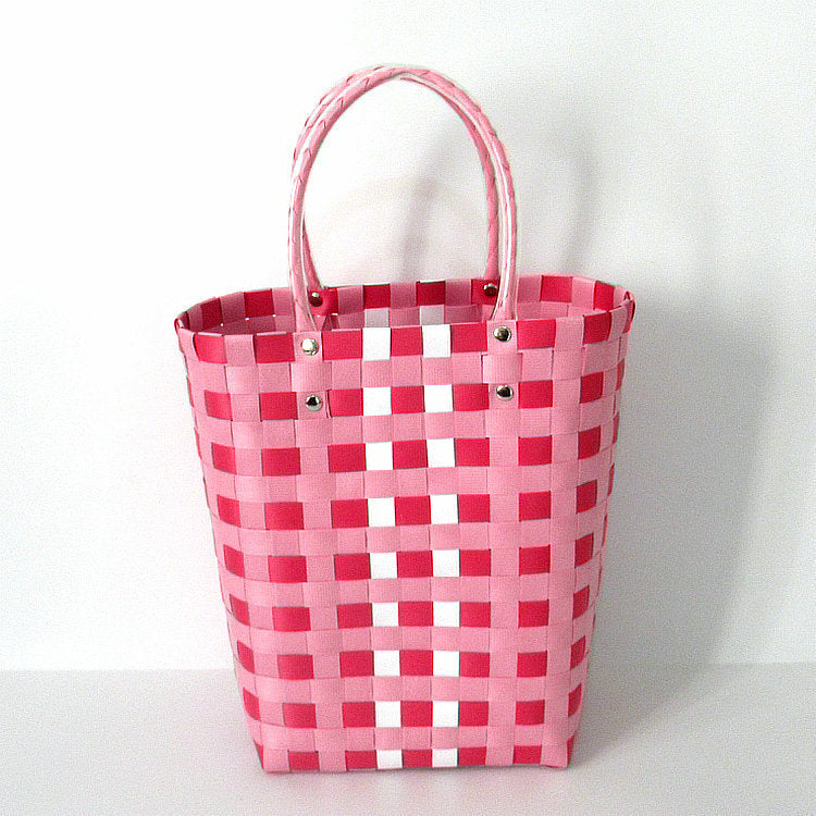 Women's Plastic Woven Knitted Basket Handmade Decorative Creative Handbags