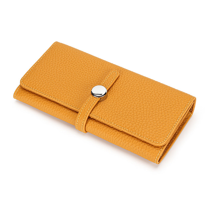 Women's Long Genuine Leather Folding Large Capacity Soft Cowhide Ladies Wallets