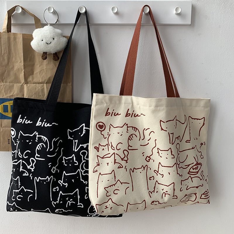Women's Design Cute Animal Illustration Artistic Retro Large Capacity Shoulder Bags