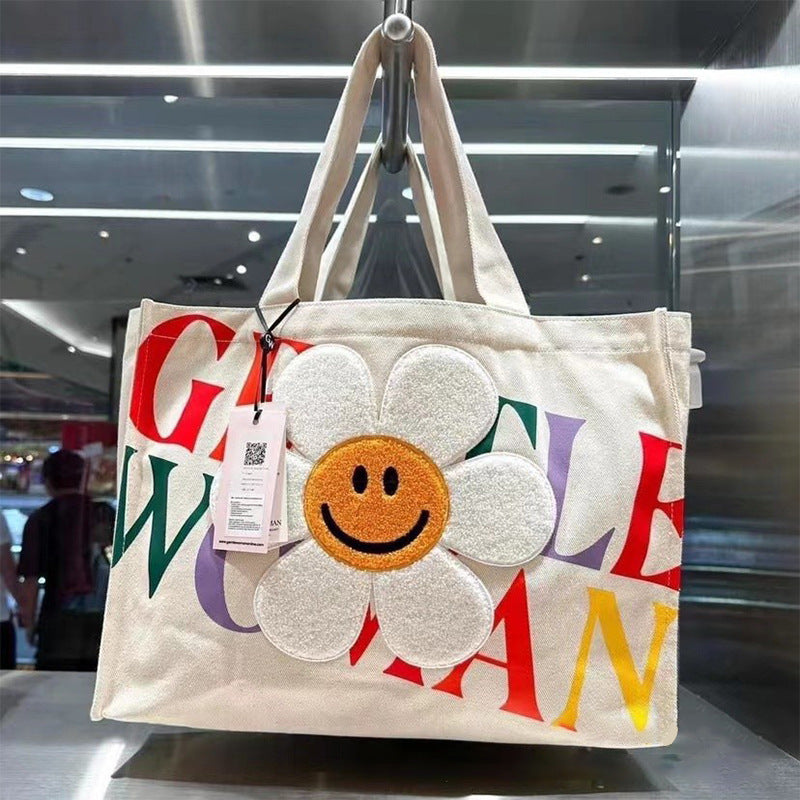 Large Capacity Canvas Fashion Rainbow Letter Travel Bags