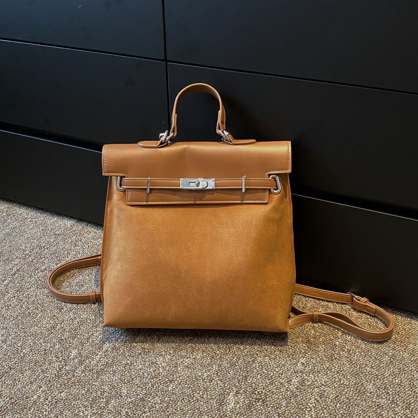 Women's Kelly Color Block Matte Retro High Backpacks