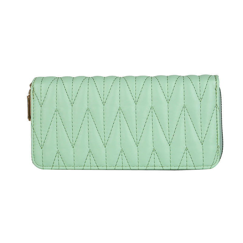 Women's Long Embroidery Thread Mobile Solid Color Ladies Wallets