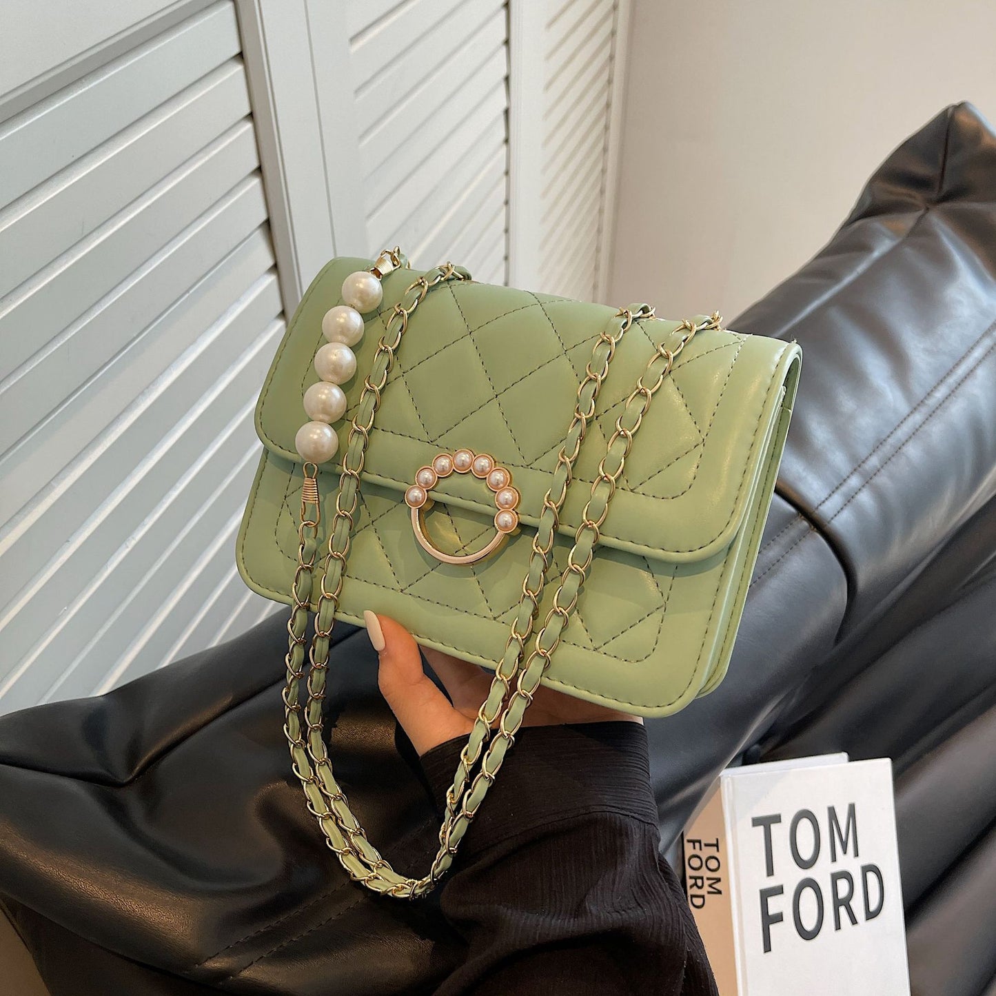 Women's Summer Mini Trendy Pearl Chain White Shoulder Bags