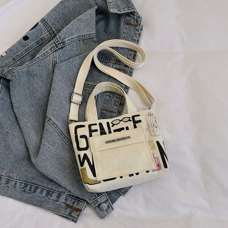 Thailand Design Canvas Contrast Color Letters Shoulder Bags