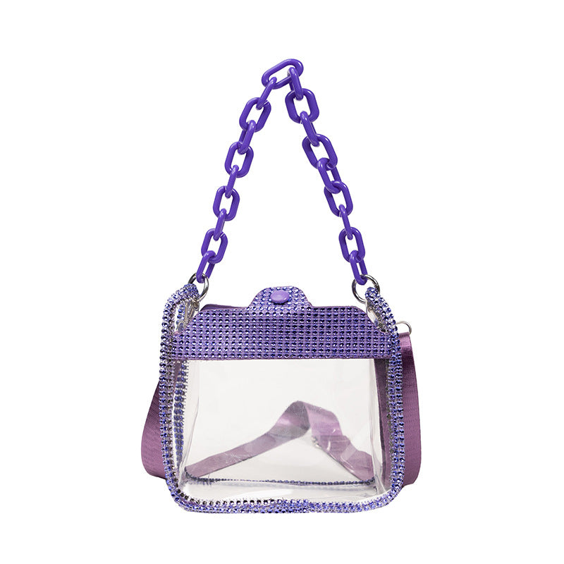 Women's New Fashionable Transparent Chain Portable Shoulder Bags