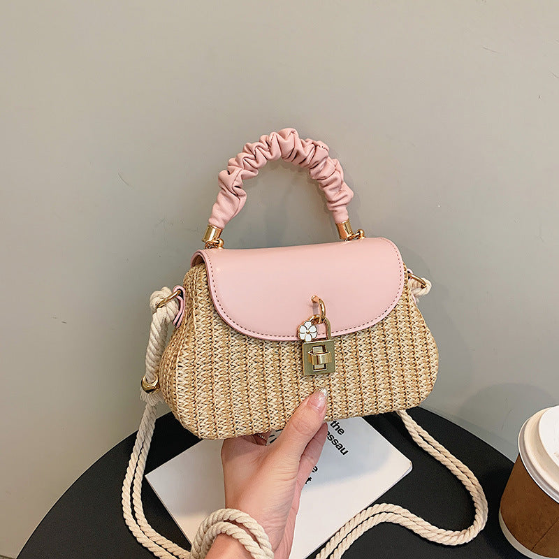 Women's Summer Straw Fashion Box Pleated Beach Bags