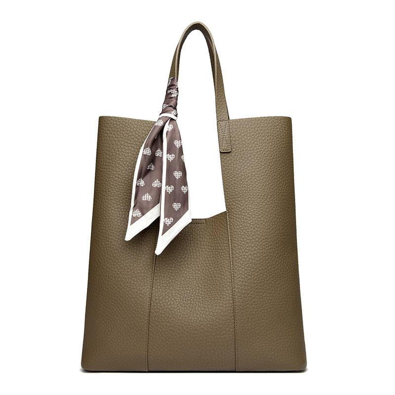 Women's Large Capacity Lychee Pattern Commuter Portable Shoulder Bags