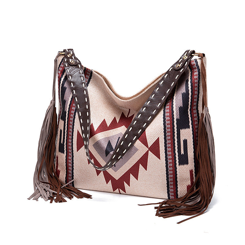 Women's Vintage Hand-woven Cotton And Linen Large Crossbody Bags