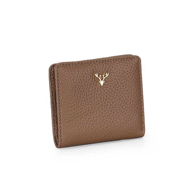 Women's Leather Short Fashion Full Cowhide Fold Purses