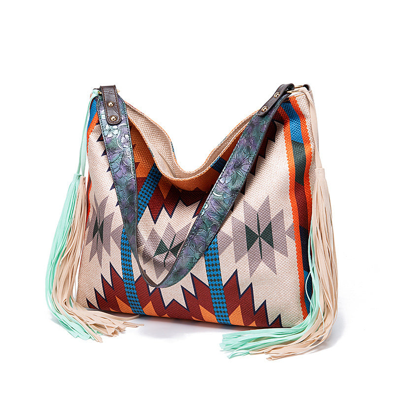 Women's Vintage Hand-woven Cotton And Linen Large Crossbody Bags