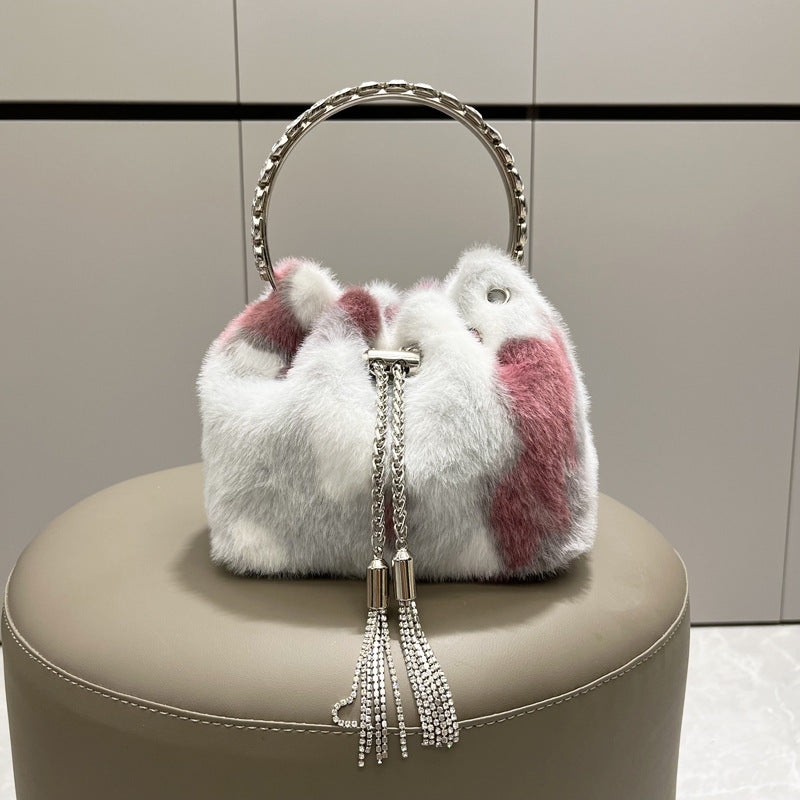 Women's Beautiful Rhinestone Round Chain Diamond Shoulder Bags