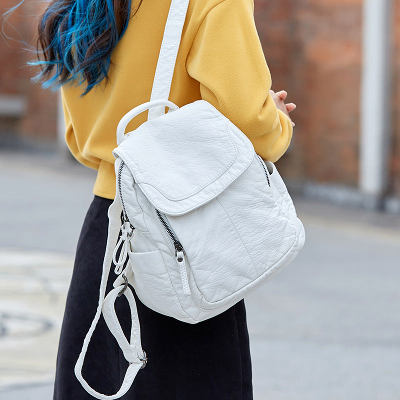 Fashion Soft Leather Female Simple Large Capacity Backpacks