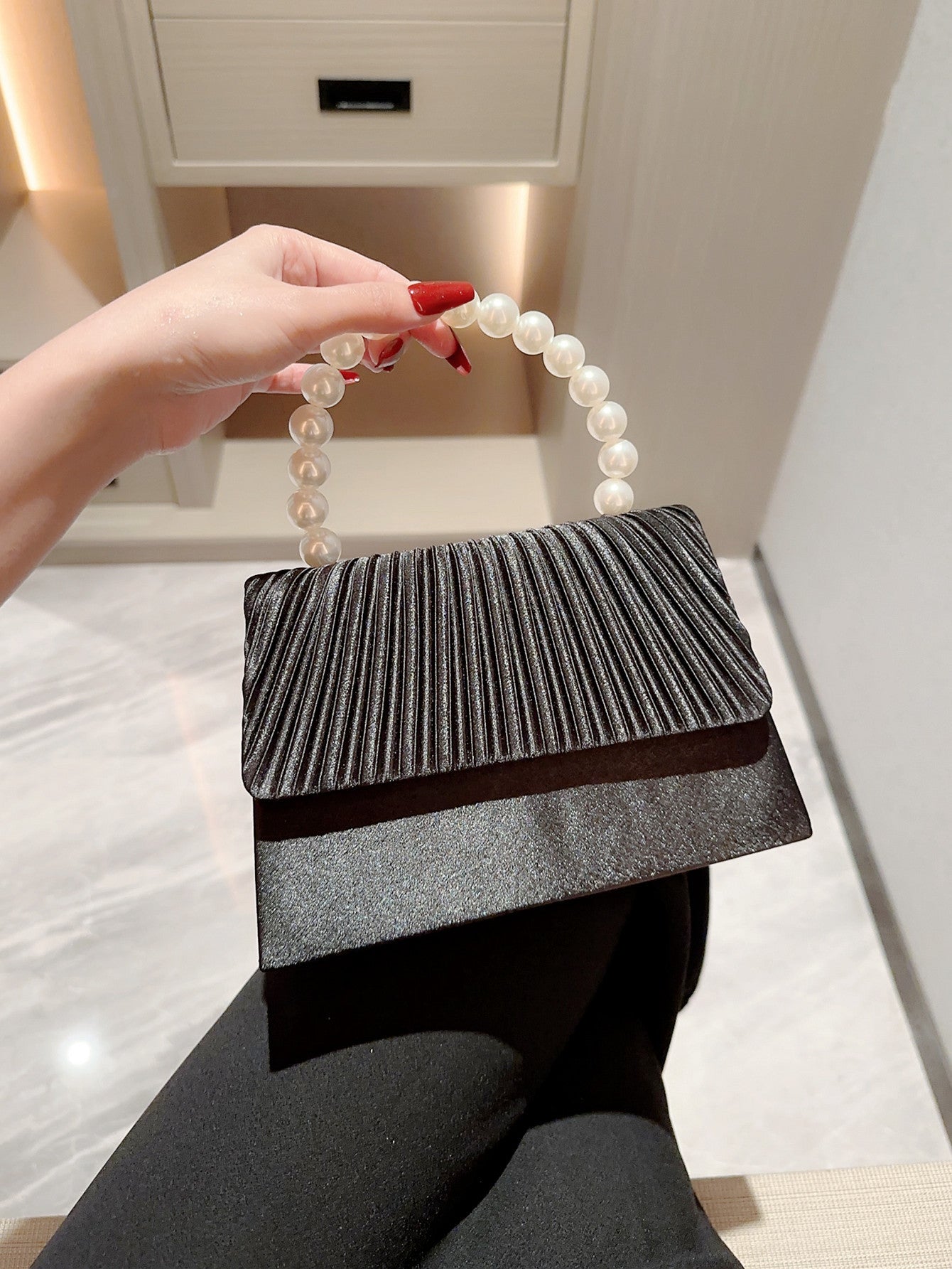 String Of Pearls Dress Elegant Pleated Handbags