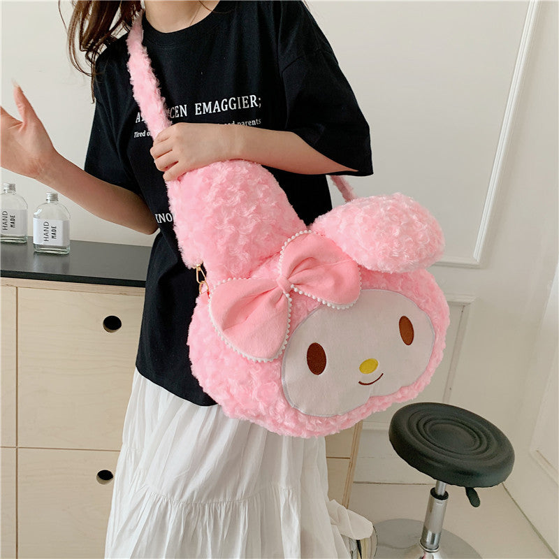 Women's Plush Rabbit Big Face Cute Duffy Crossbody Bags