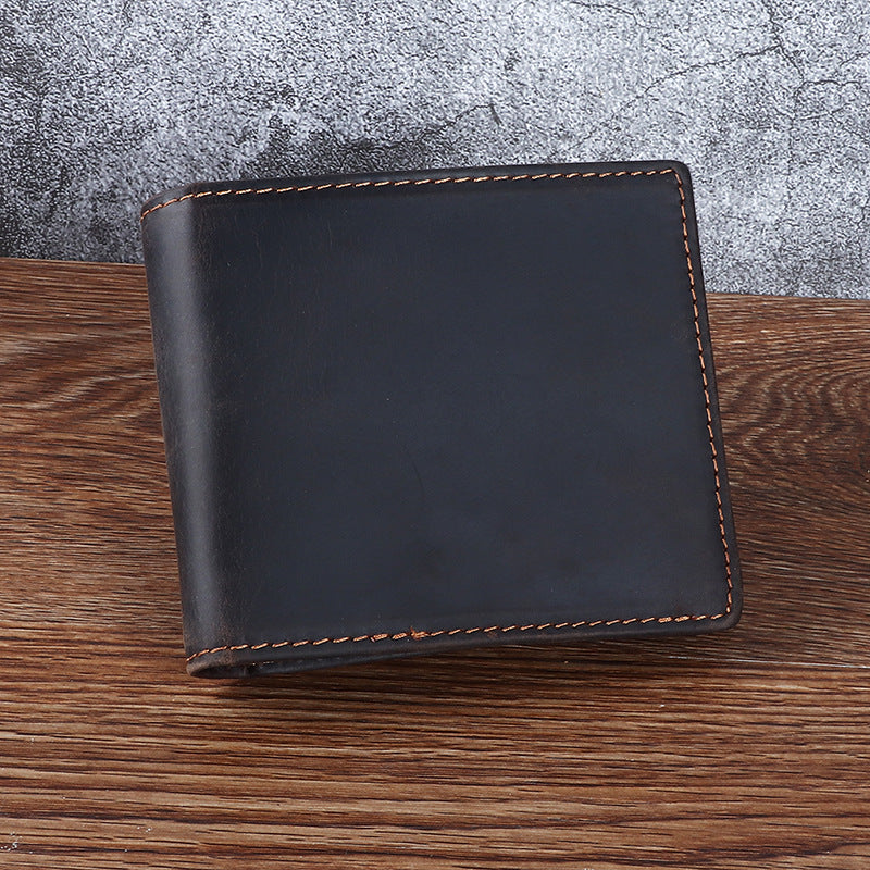 Men's Crazy Horse Leather Short Business First Layer Men's Wallets