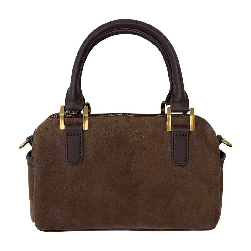 Korean Style Vintage Suede Pillow Boston Crossbody Bags