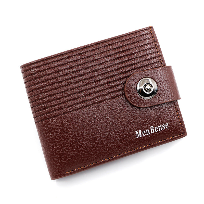 Men's Fashion Striped Short Magnetic Snap Simple Men's Wallet