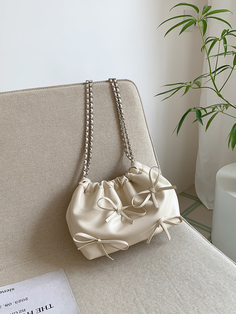 Chain Female Niche Soft Leather Pleated Shoulder Bags