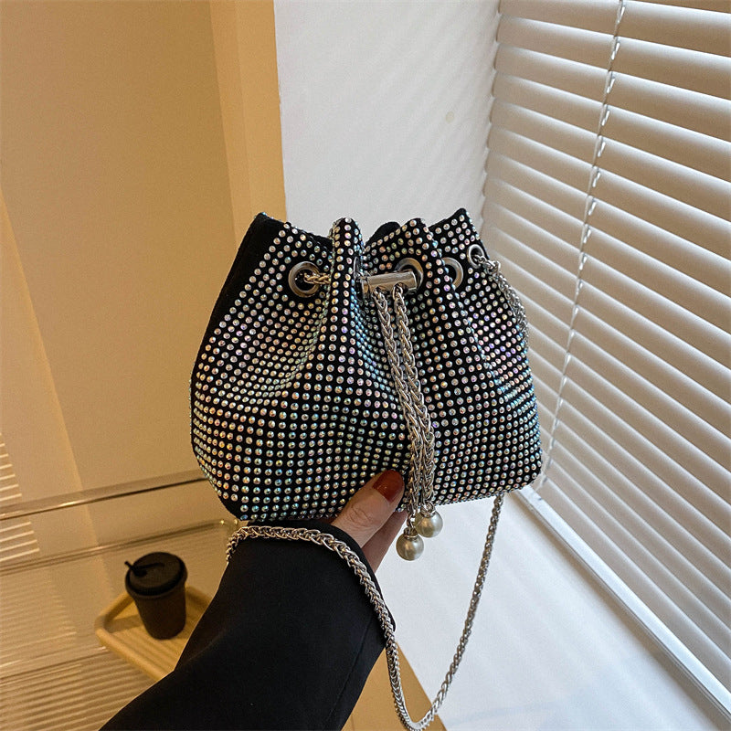 Women's Diamond Drawstring Light Rhinestone Full High-grade Shoulder Bags