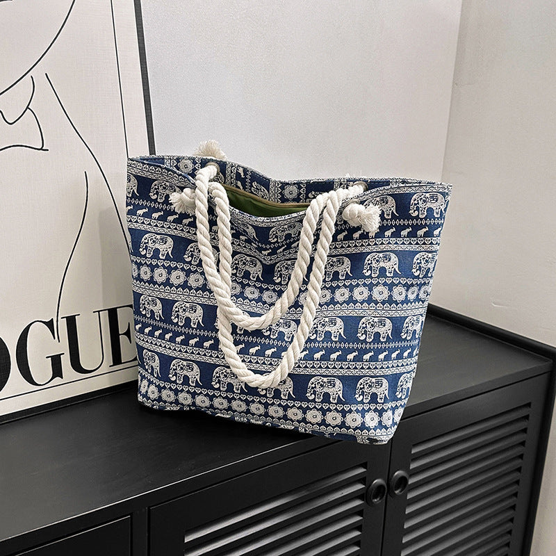Women's Creative Printing Large Fashion Canvas Korean Shoulder Bags