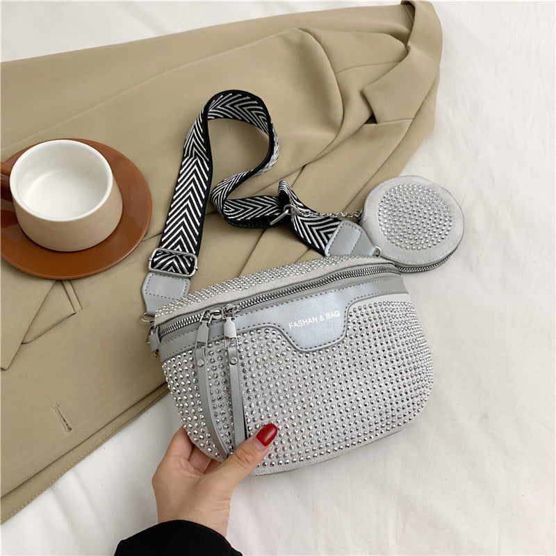 Women's Stylish Simple Rhinestone Fashion Early Autumn Shoulder Bags