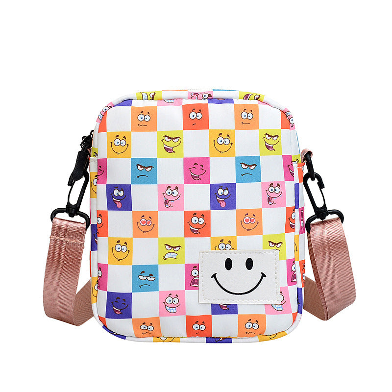 Women's Street Fashion Sweet Style Plaid Smiley Bags