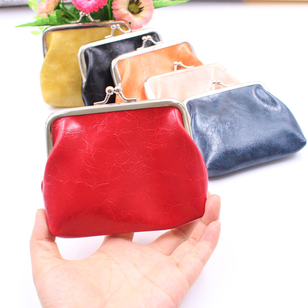 Women's Wax Leather Inch Short Clutch Bags