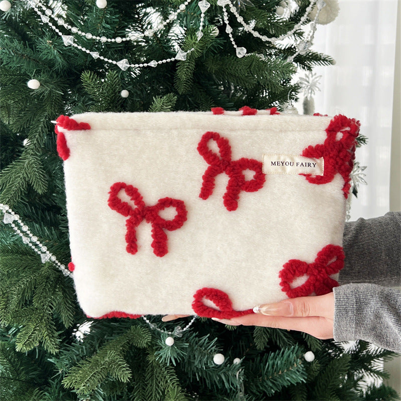 Day Gift Red Bow Portable Skin Care Pillow Cosmetic Bags