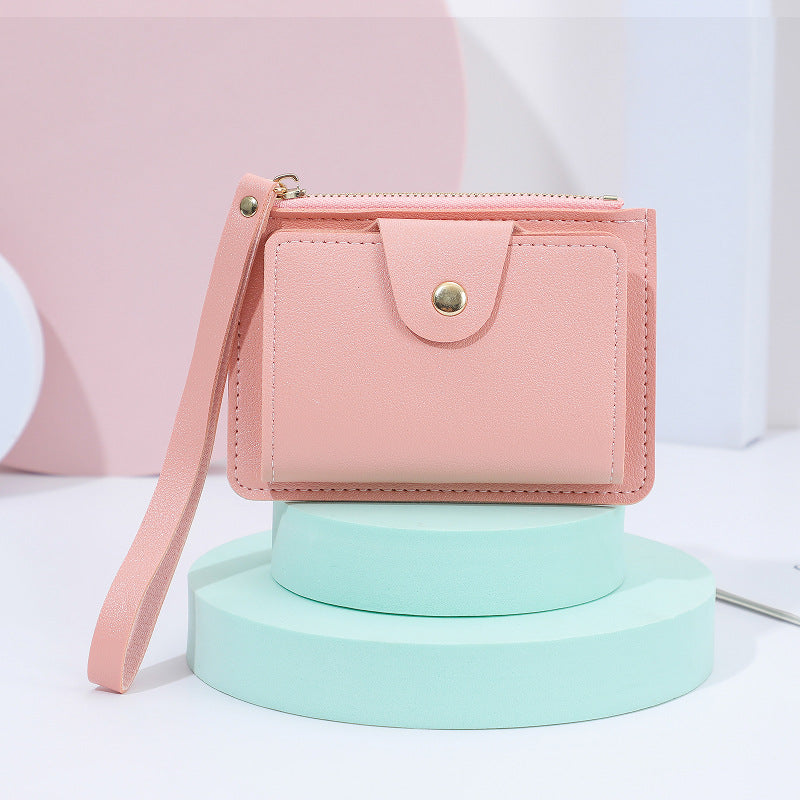 Wrist Strap Clip Solid Color Mini Card Holder