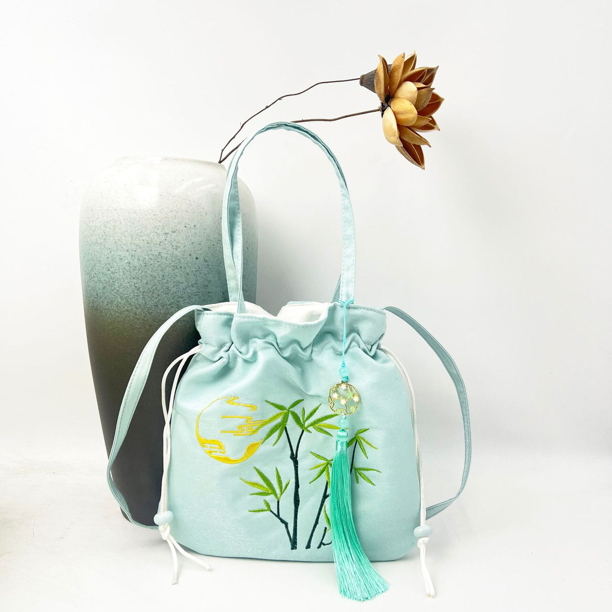 Peony Embroidery Ancient Style Mobile National Women's Messenger Bag
