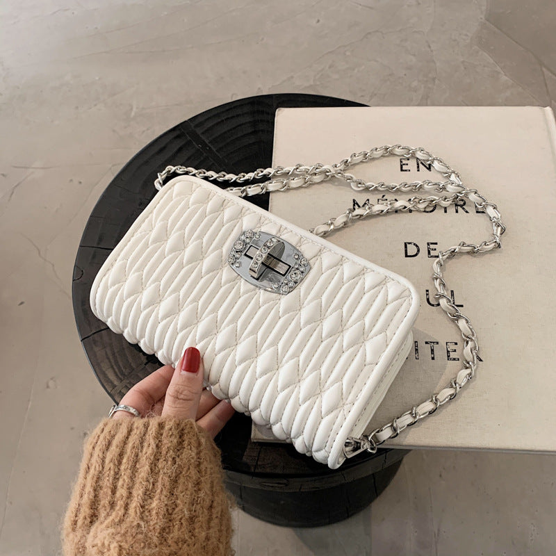Women's Korean Style Pleated Chain Embroidery Thread Bags