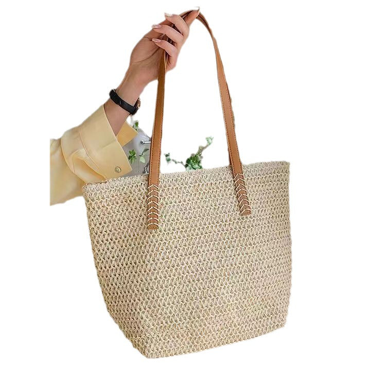 Women's Straw Vacation Style Summer Weaving Large Capacity Female Shoulder Bags