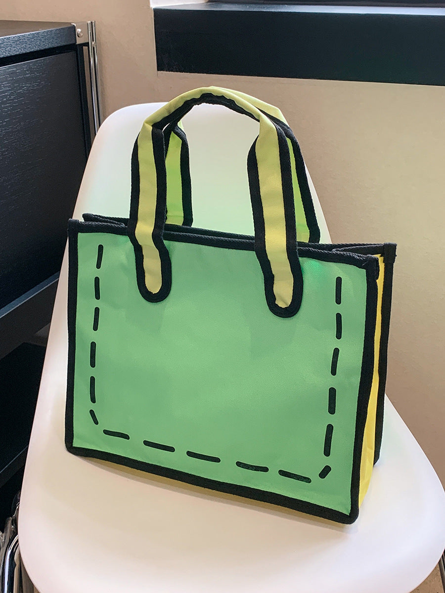 Women's Large Capacity Canvas Two-dimensional Cartoon Shoulder Bags