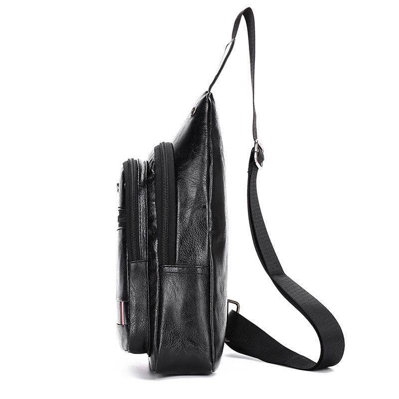 Men's Popular Soft Leather Business Fashion Men's Chest Bags