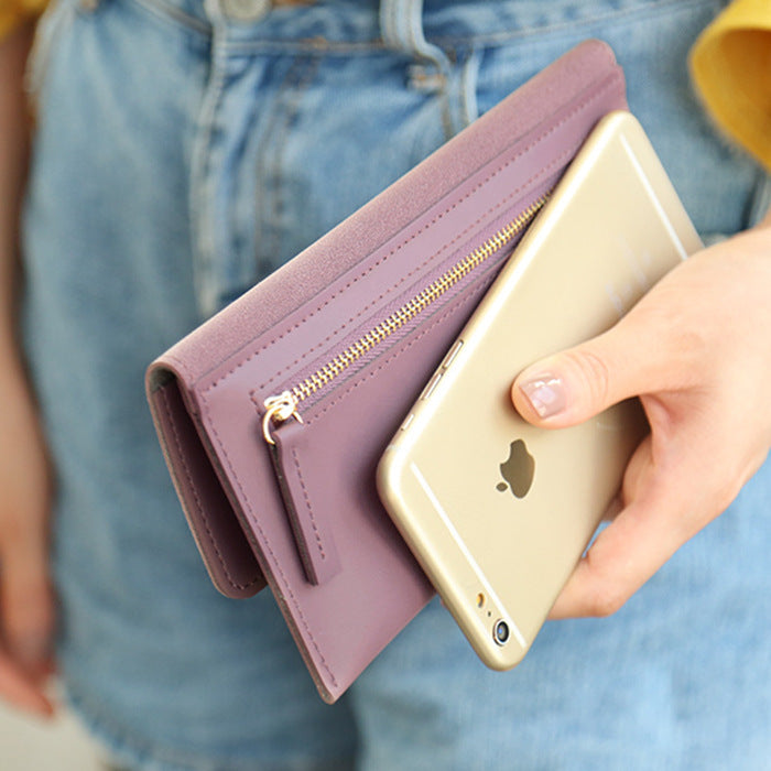 Women's Long Clutch Solid Color Simple Zipper Ladies Wallets