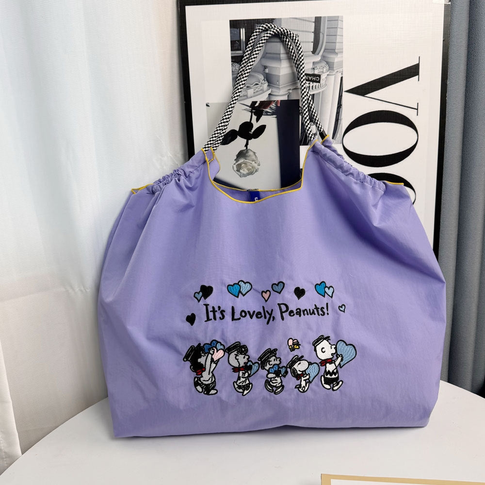 Cat Embroidered Shopping Large Capacity Nylon Bags