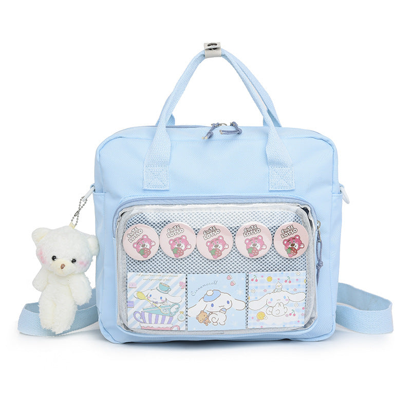 Women's Everyday Joker Transparent Cartoon Doll Canvas Bags