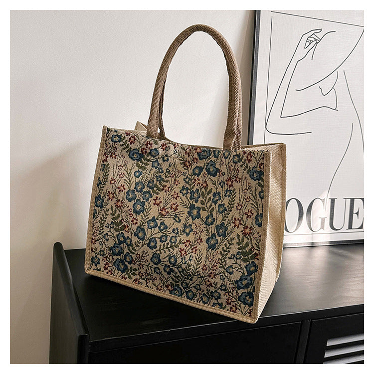 Women's Korean Style Good-looking Large Capacity Cotton Linen Handbags