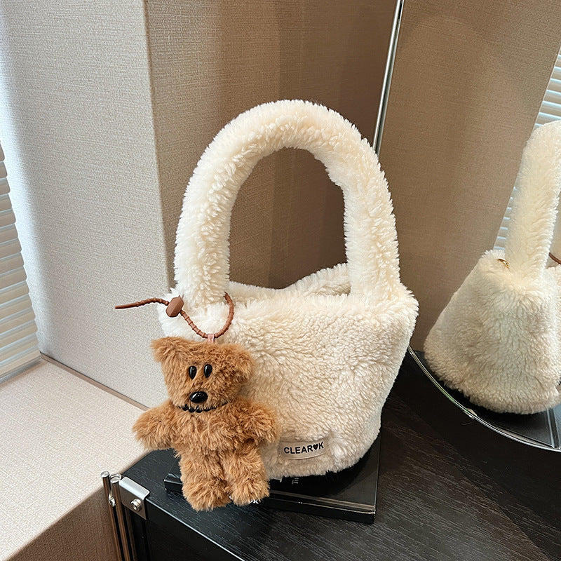 Classic Plush Corner Design Large Capacity Shoulder Bags