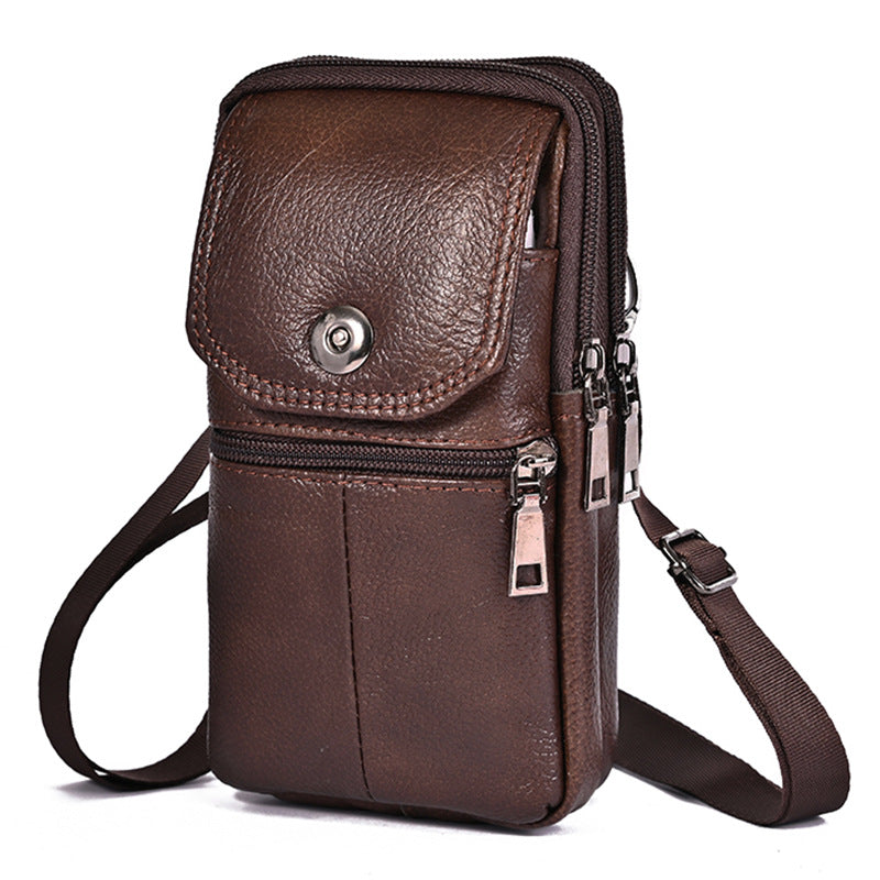 Men's Cowhide Multifunctional Mobile Portable Fashion Leather Men's Waist Packs