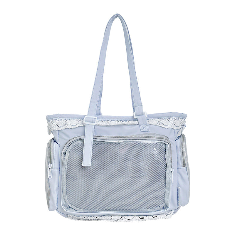 Girly Large Capacity Transparent Millet Bar Board Food Volume Lace Women's Messenger Bag