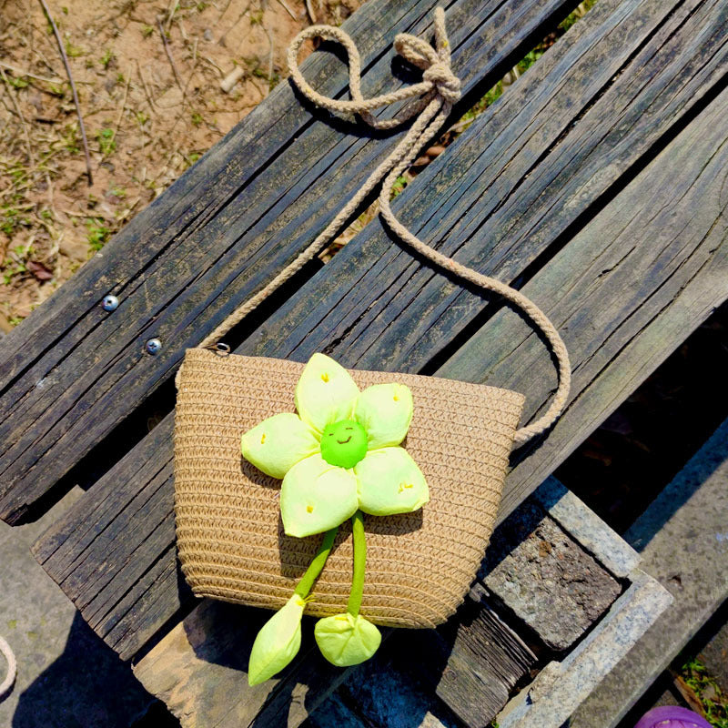 Children's Summer Weaving Straw Cute Mobile Western Phone Bags