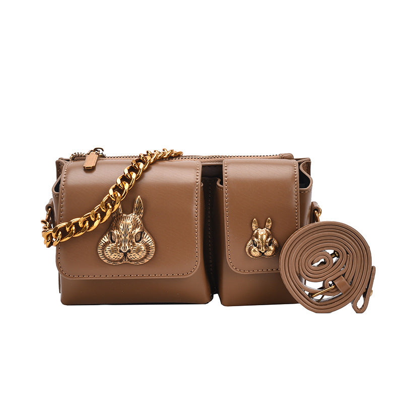 Women's Minority Fashion Haulage Motor Chain Rabbit Crossbody Bags